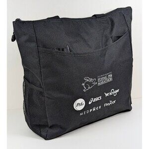 Flying Pig Marathon Cincinnati Lightweight Zip Top Tote Bag Black Workout Runner
